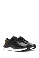 Men's Black Lace-up Thick-Sole Leather Casual Sneaker | Derimod