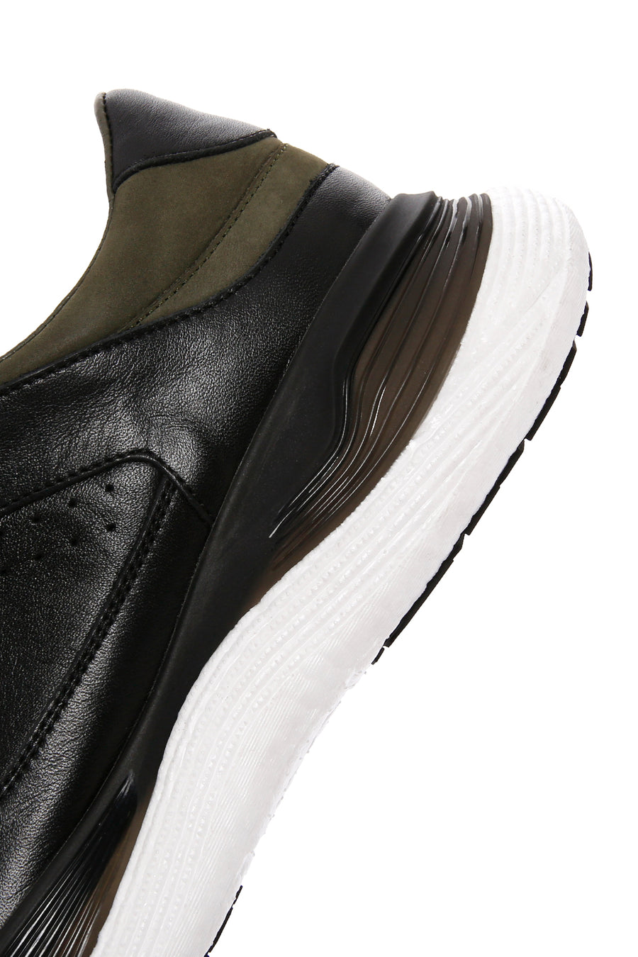 Erkek Siyah Bağcıklı Kalın Tabanlı Deri Casual Sneaker