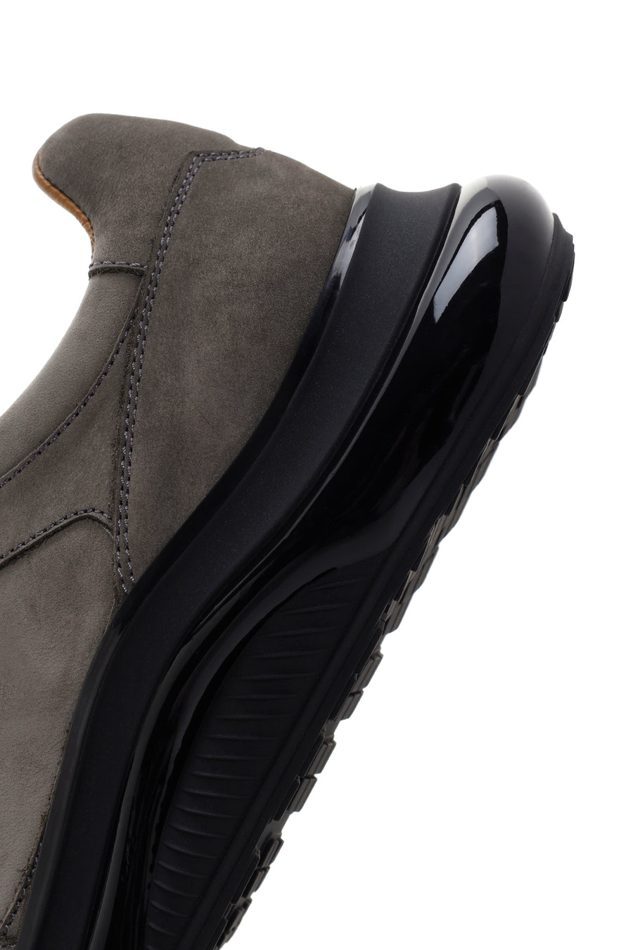 Men's Black Dark Gray Thick Soled Nubuck Leather Sneaker