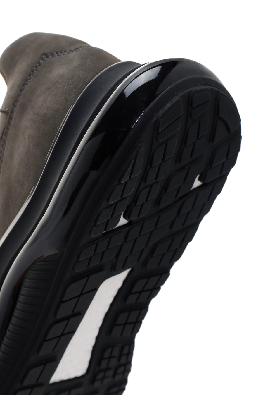 Men's Black Dark Gray Thick Soled Nubuck Leather Sneaker