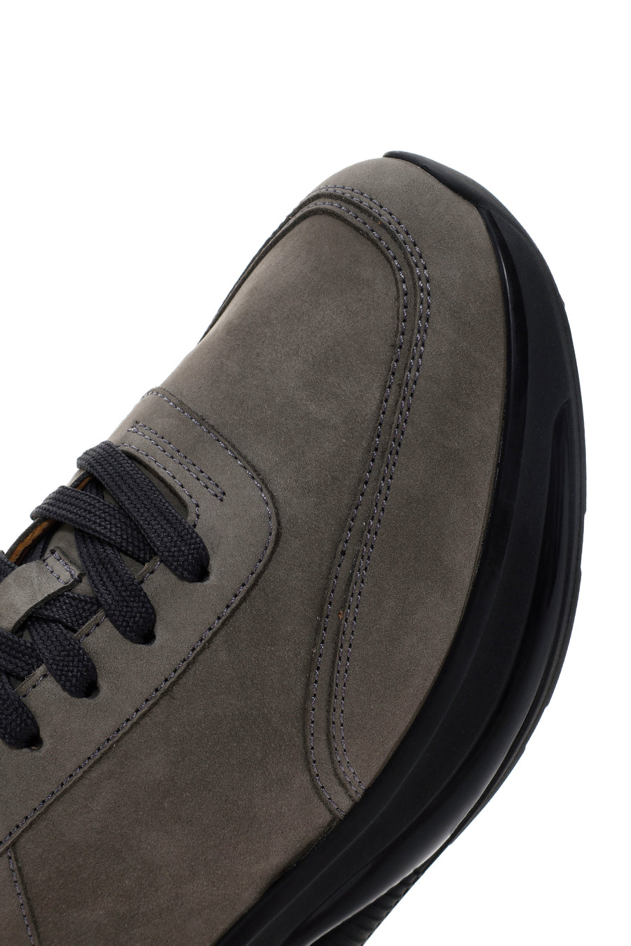 Men's Black Dark Gray Thick Soled Nubuck Leather Sneaker