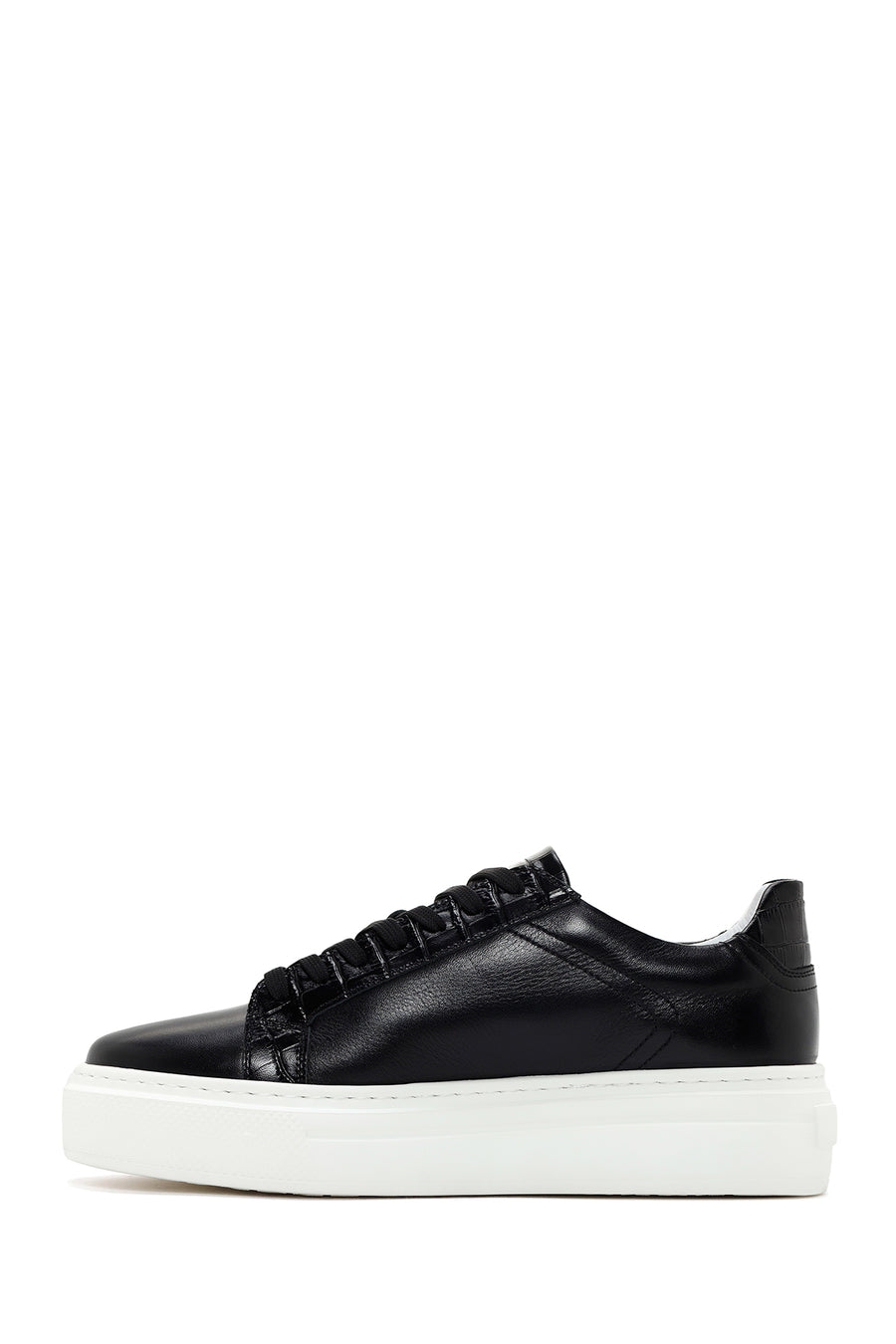 Men's Black Thick Sole Lace Up Leather Sneaker