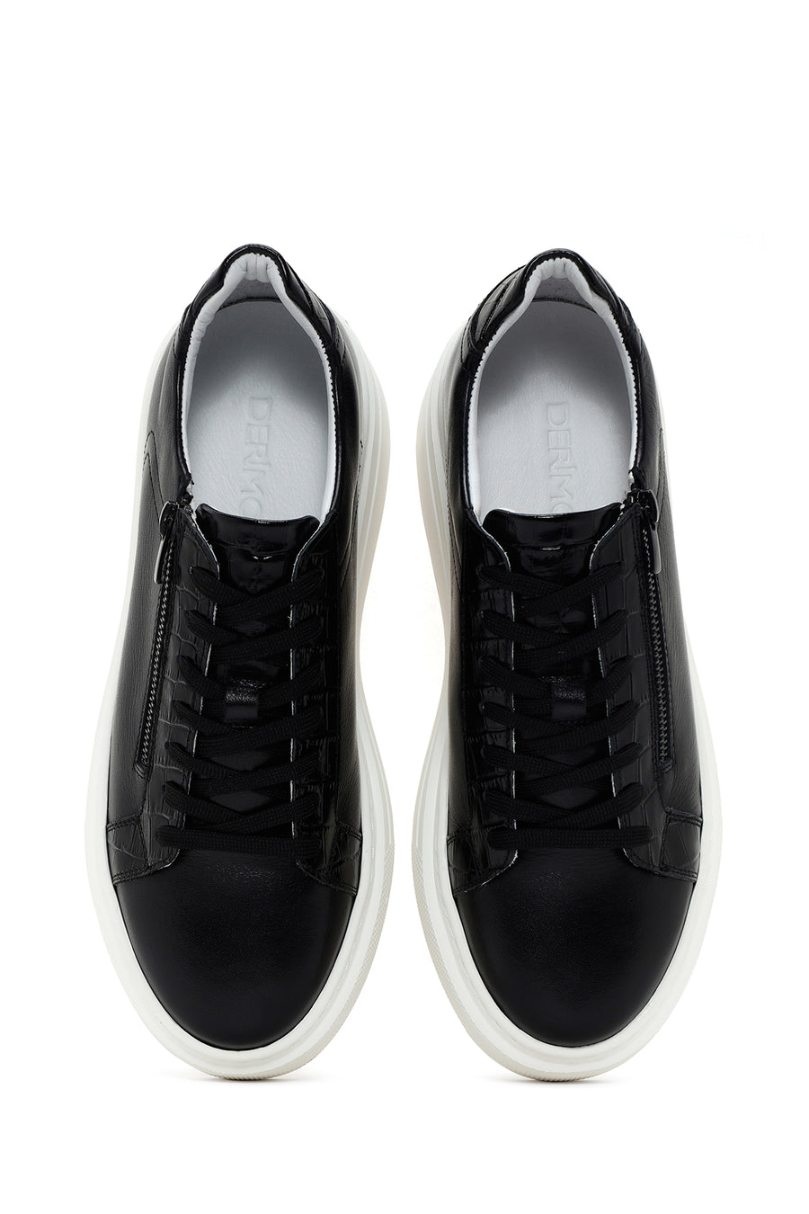 Men's Black Thick Sole Lace Up Leather Sneaker