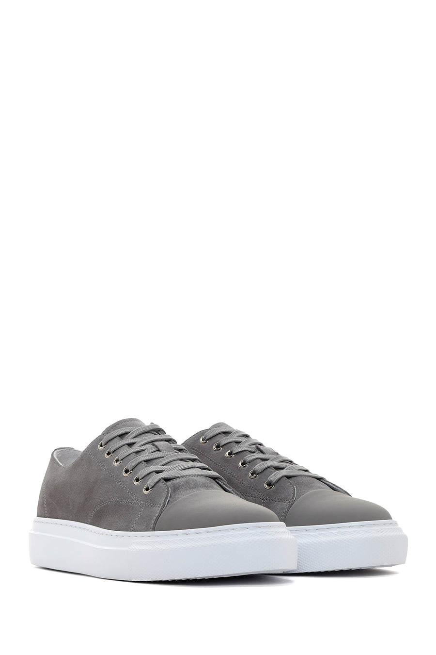 Men's Gray Thick Soled Suede Leather Sneaker