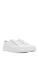Men's White Lace-up Leather Sneaker | Derimod