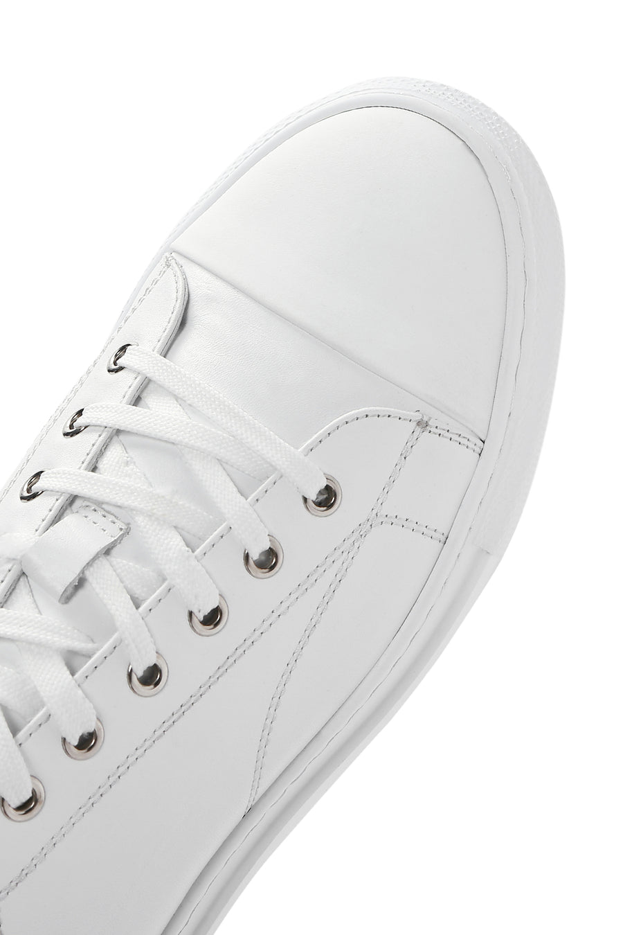 Erkek Beyaz Bağcıklı Deri Sneaker