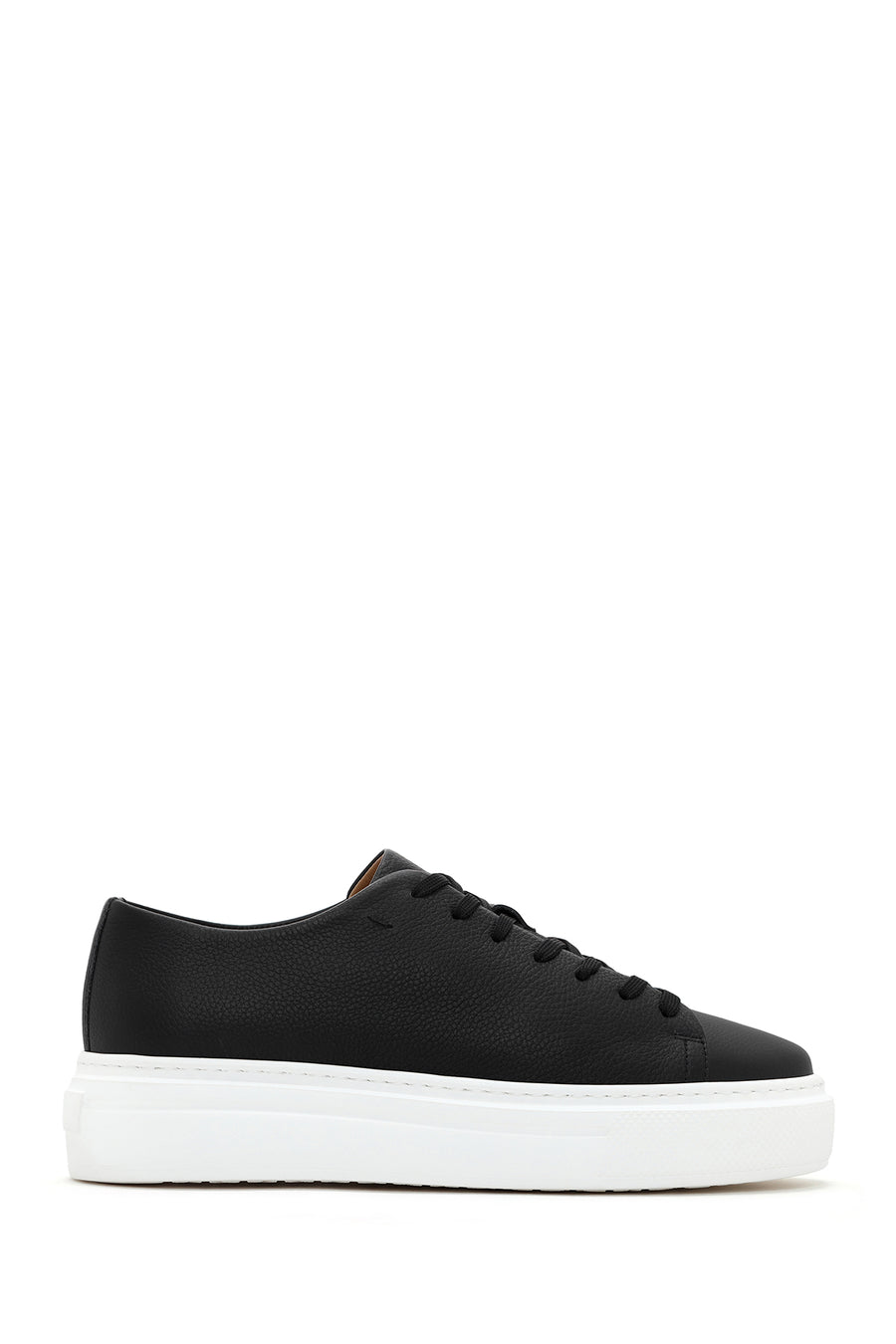 Erkek Siyah Kalın Tabanlı Bağcıklı Deri Sneaker 24SFD6118FT | Derimod