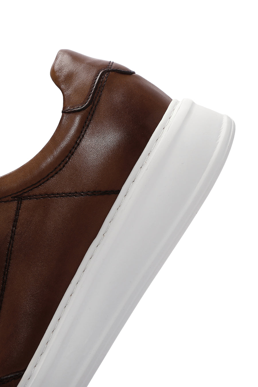 Erkek Taba Kalın Tabanlı Bağcıklı Deri Sneaker