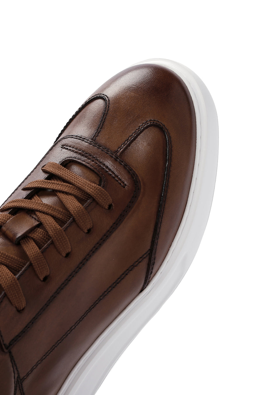 Erkek Taba Kalın Tabanlı Bağcıklı Deri Sneaker