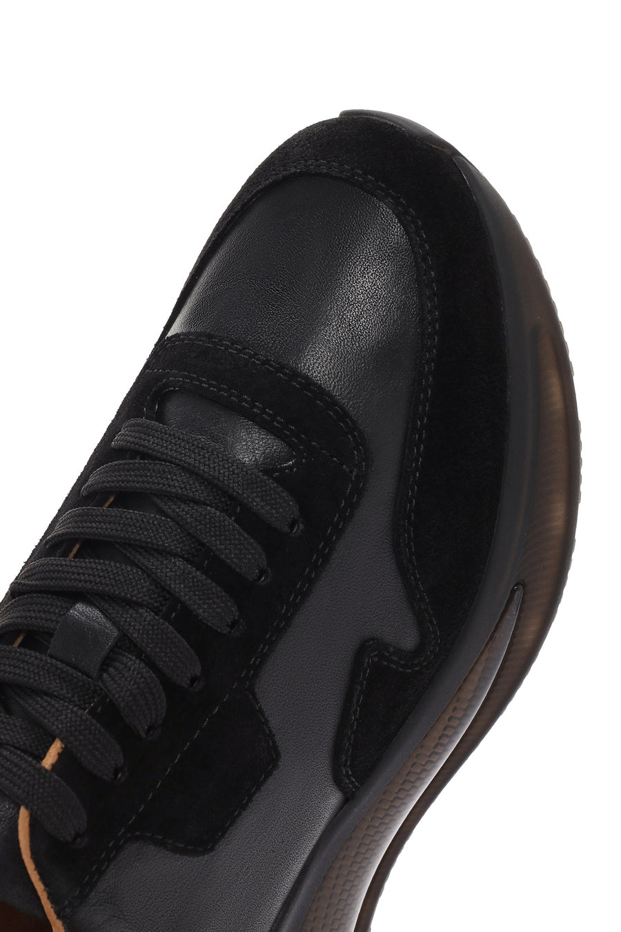 Men's Black Thick Sole Lace Up Leather Sneaker