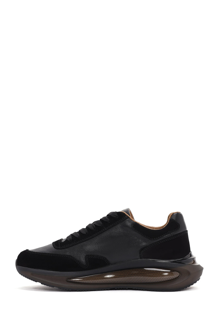Men's Black Thick Sole Lace Up Leather Sneaker