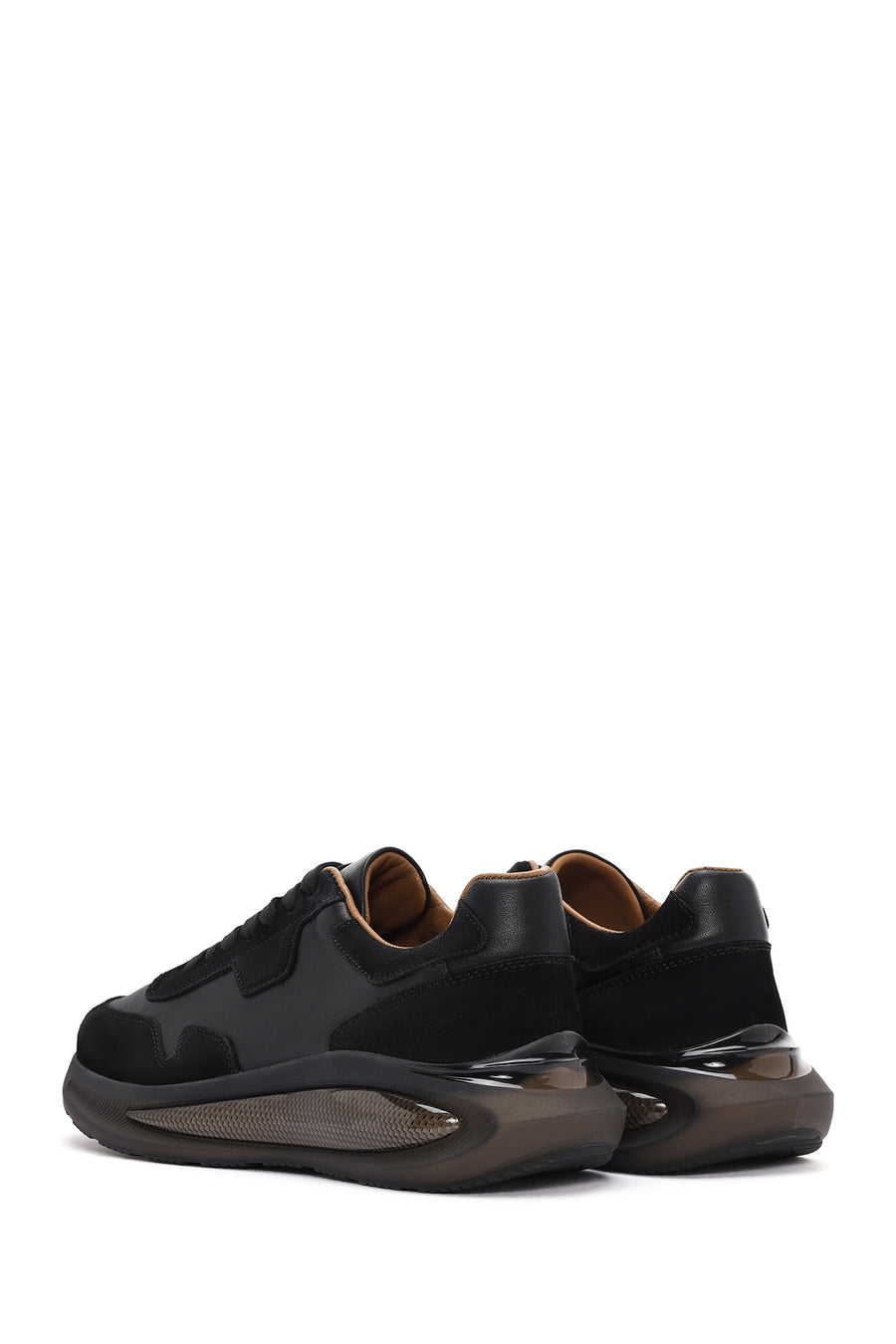 Men's Black Thick Sole Lace Up Leather Sneaker