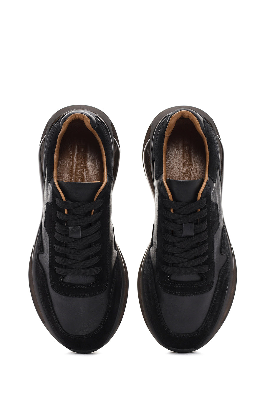 Men's Black Thick Sole Lace Up Leather Sneaker