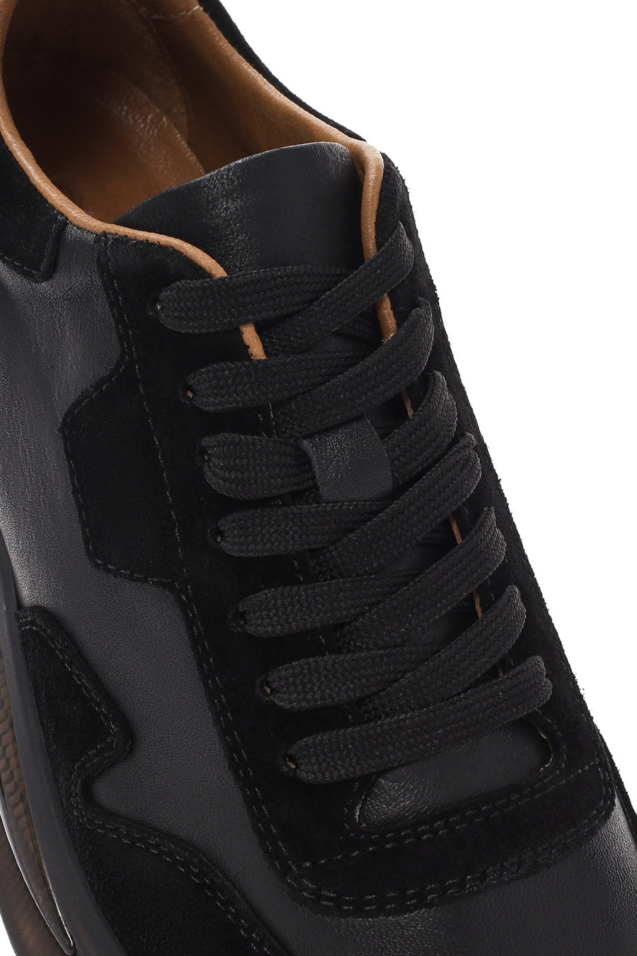 Men's Black Thick Sole Lace Up Leather Sneaker