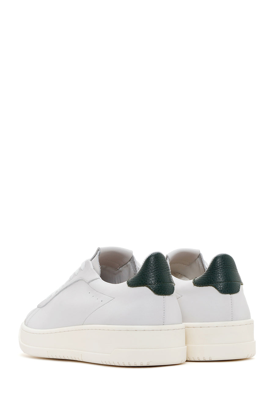 Erkek Beyaz Kalın Tabanlı Bağcıklı Deri Sneaker