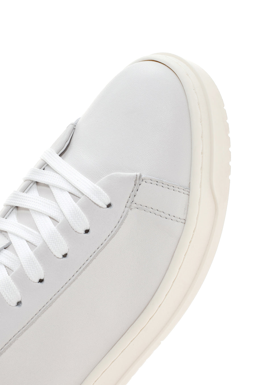 Erkek Beyaz Kalın Tabanlı Bağcıklı Deri Sneaker