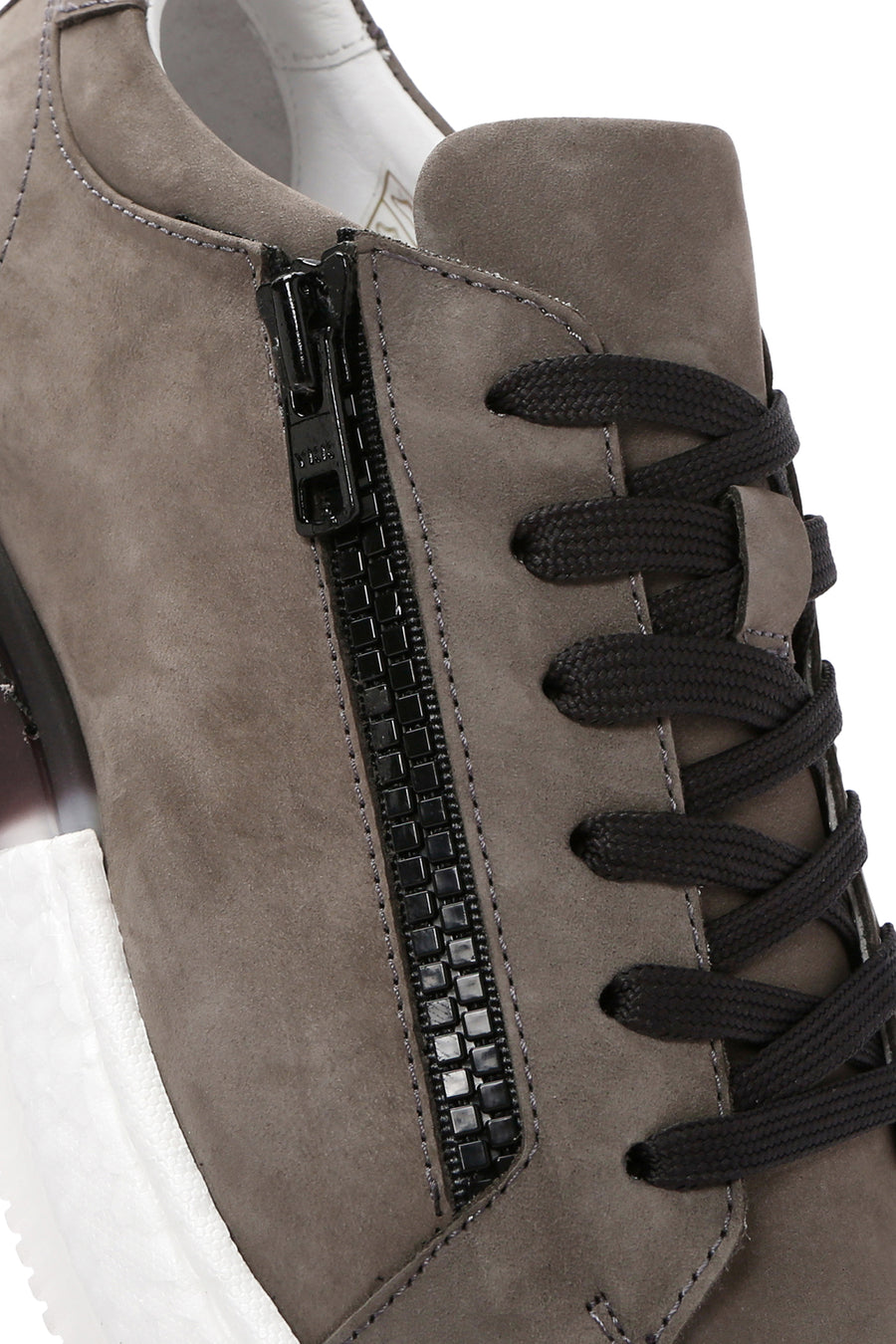 Men's Gray Lace-Up Nubuck Leather Sneaker