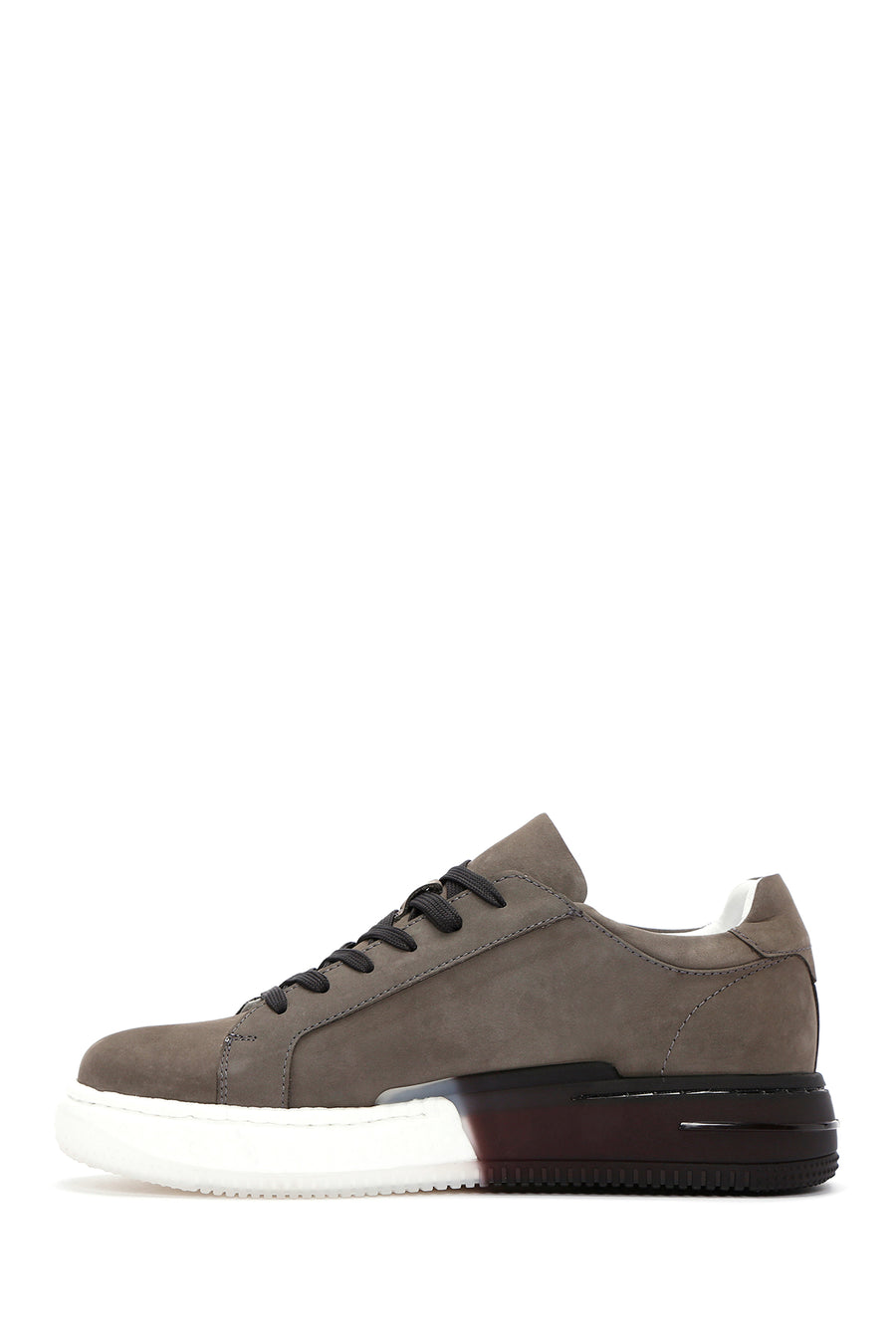 Men's Gray Lace-Up Nubuck Leather Sneaker