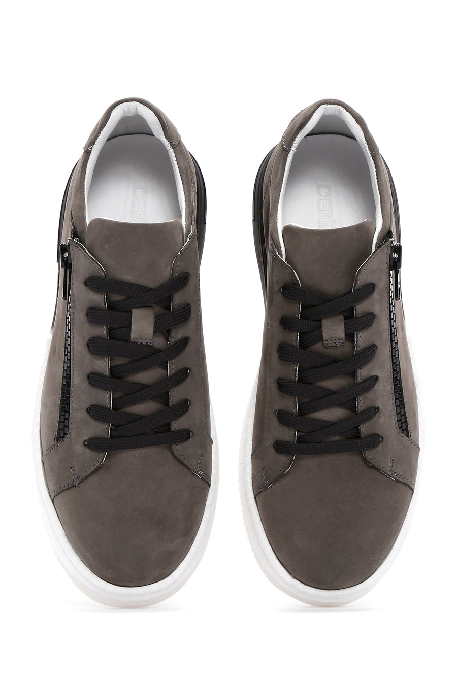 Men's Gray Lace-Up Nubuck Leather Sneaker