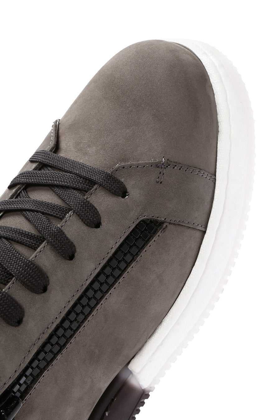 Men's Gray Lace-Up Nubuck Leather Sneaker