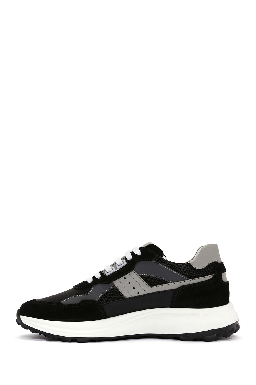 
Men's Black Lace-Up Thick Sole Leather Sneaker
