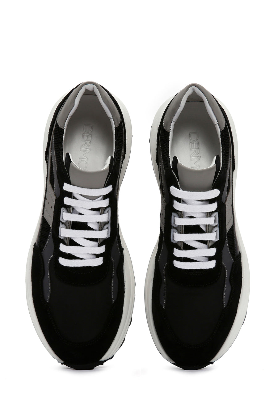 
Men's Black Lace-Up Thick Sole Leather Sneaker
