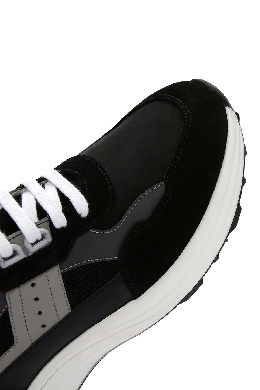 
Men's Black Lace-Up Thick Sole Leather Sneaker
