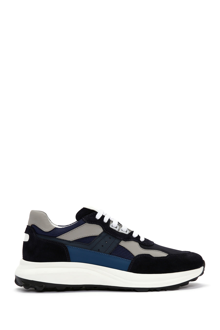 Men's Navy Blue Lace-up Thick-Sole Leather Sneaker 24SFD613314 | Derimod