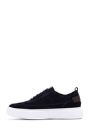 Men's Navy Blue Lace-Up Thick Soled Suede Leather Sneaker | Derimod