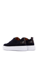 Men's Navy Blue Lace-Up Thick Soled Suede Leather Sneaker | Derimod