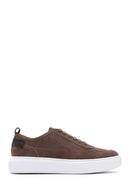 Men's Mink Lace-Up Thick Soled Suede Leather Sneaker | Derimod