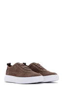 Men's Mink Lace-Up Thick Soled Suede Leather Sneaker | Derimod