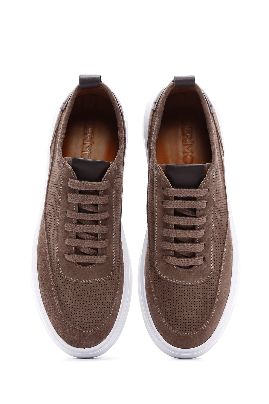 Erkek Vizon Bağcıklı Kalın Tabanlı Süet Deri Sneaker
