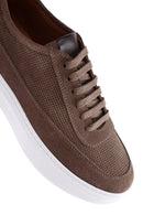 Men's Mink Lace-Up Thick Soled Suede Leather Sneaker | Derimod