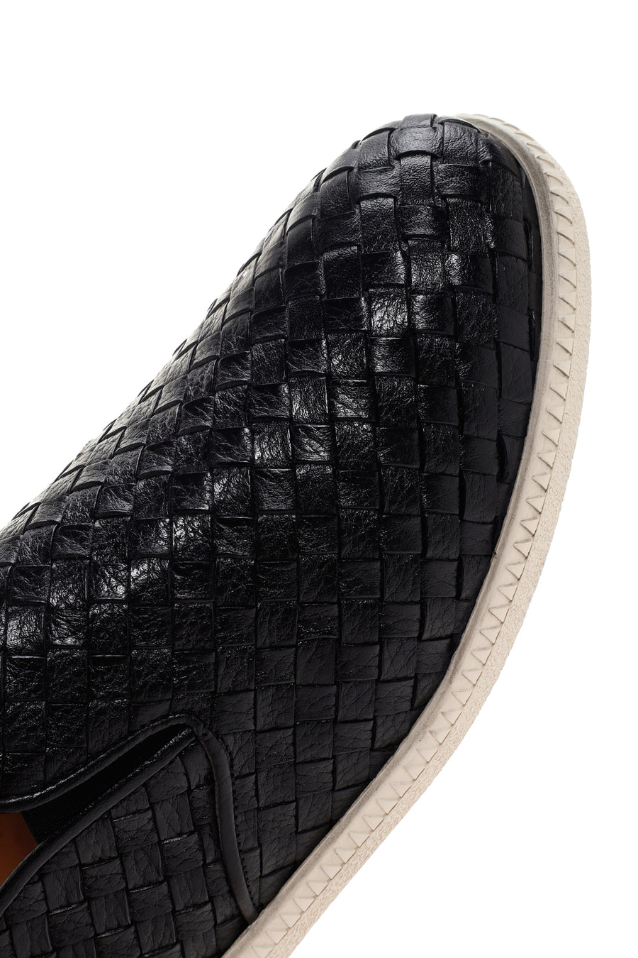 Erkek Siyah Örgü Deri Casual Loafer