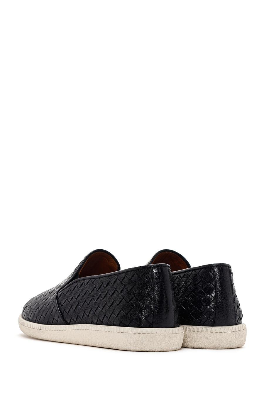 Erkek Siyah Örgü Deri Casual Loafer
