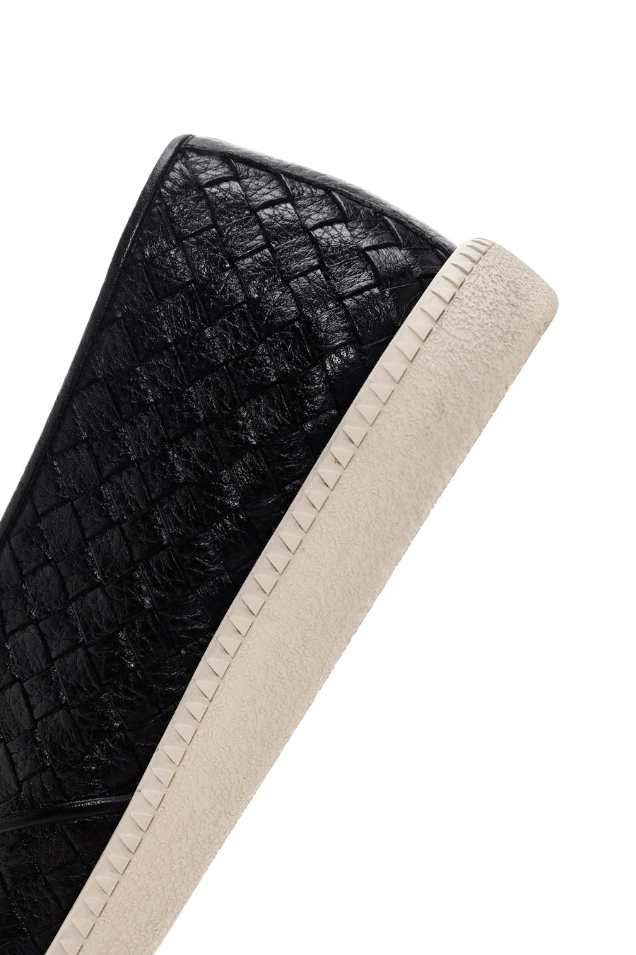 Erkek Siyah Örgü Deri Casual Loafer