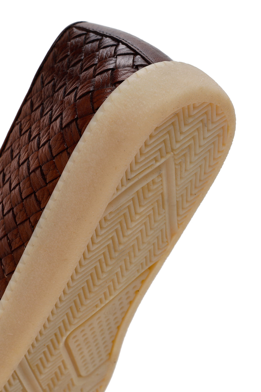 Erkek Taba Örgü Deri Casual Loafer