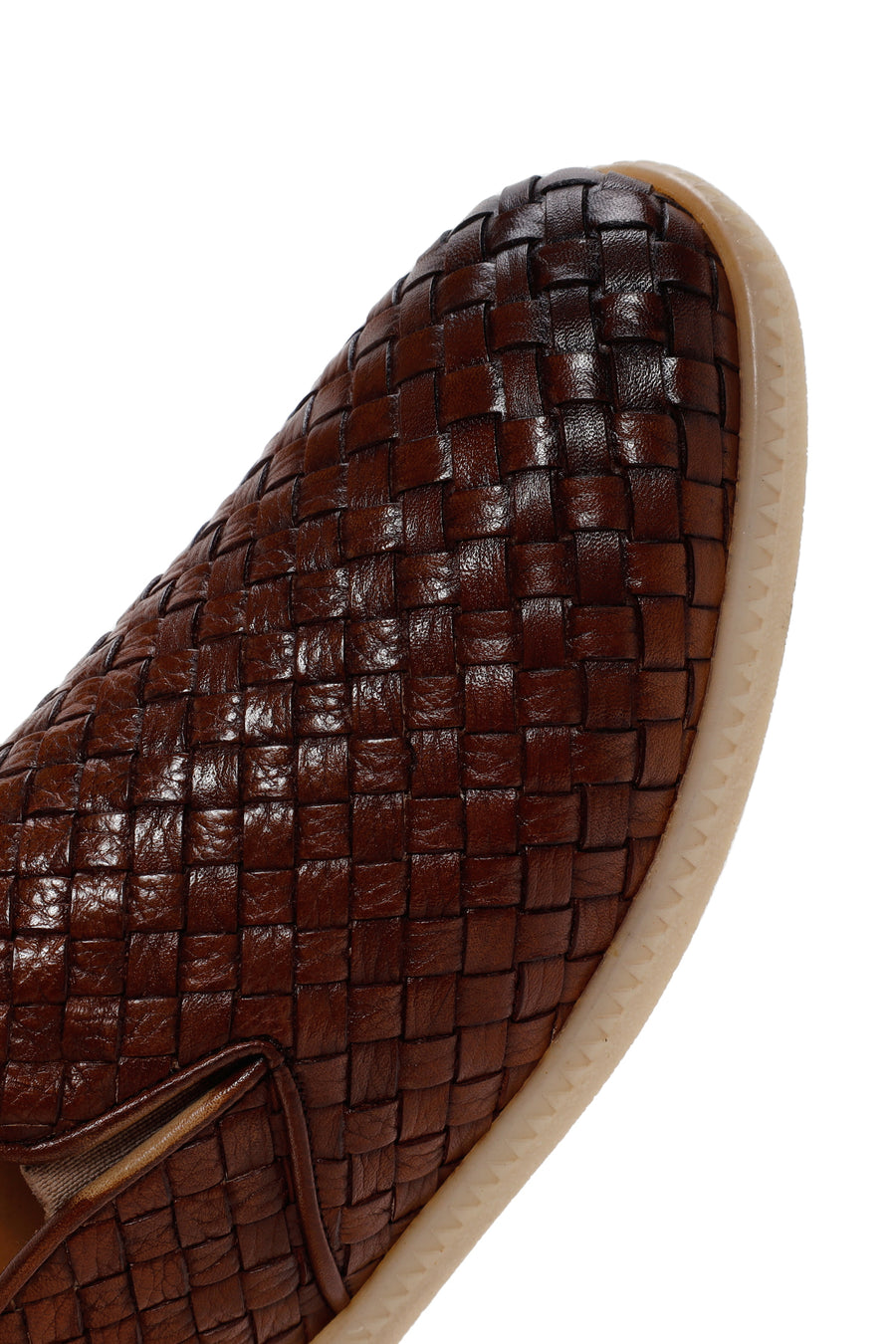 Erkek Taba Örgü Deri Casual Loafer