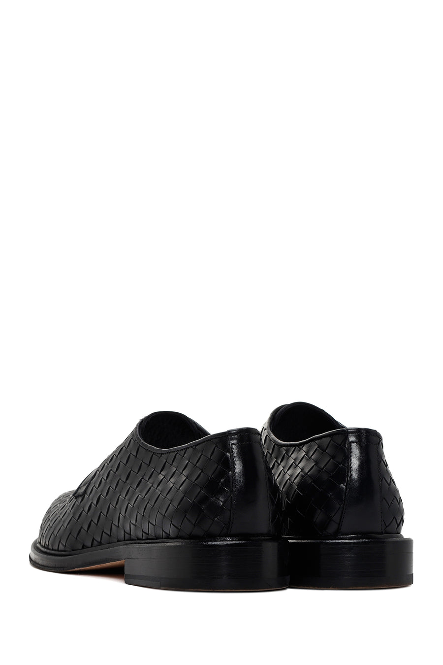 Men's Black Lace-Up Knitted Leather Classic Shoes