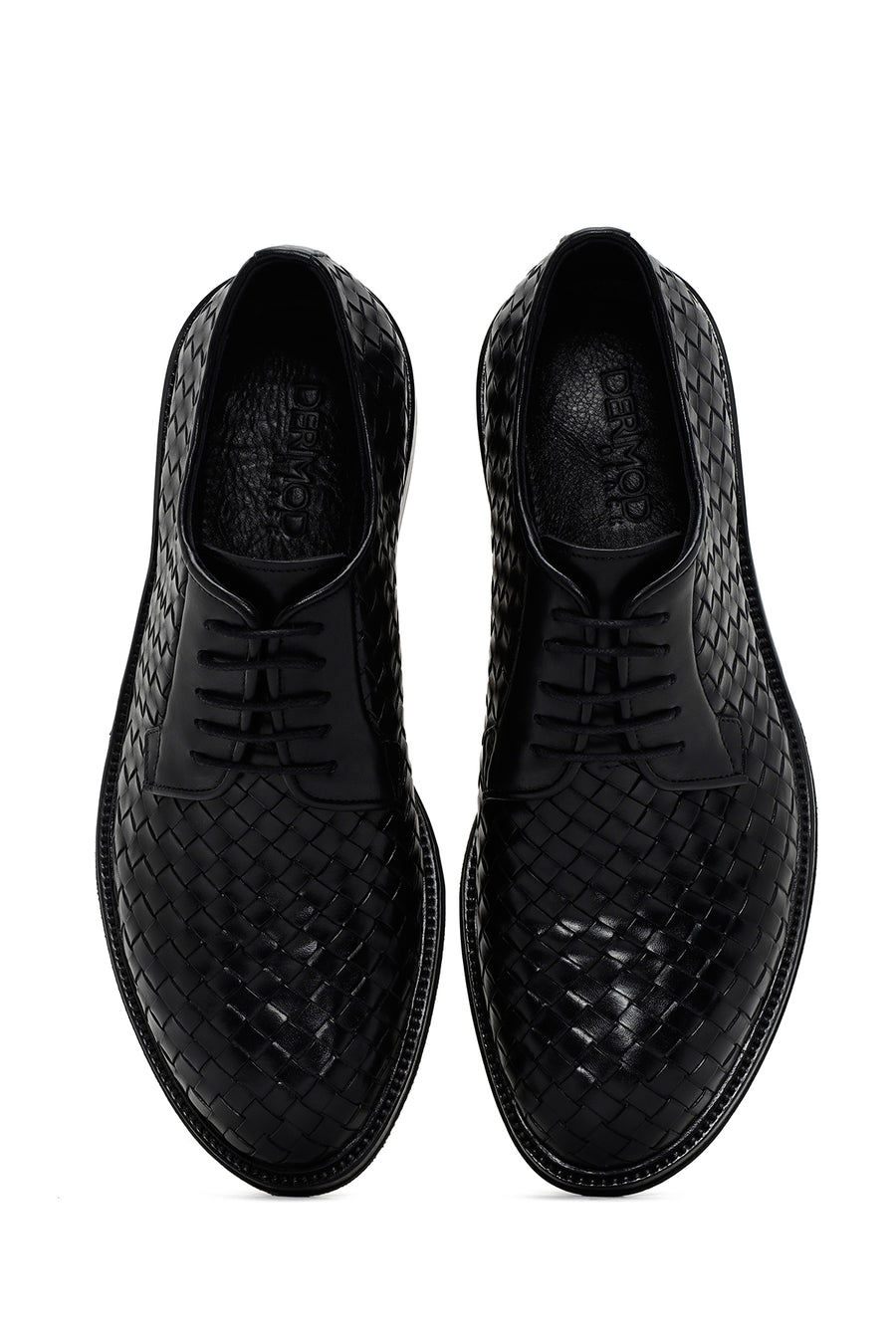 Men's Black Lace-Up Knitted Leather Classic Shoes