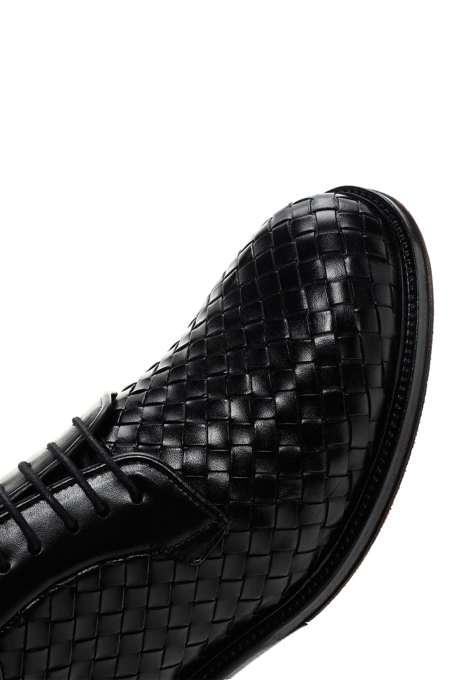 Men's Black Lace-Up Knitted Leather Classic Shoes