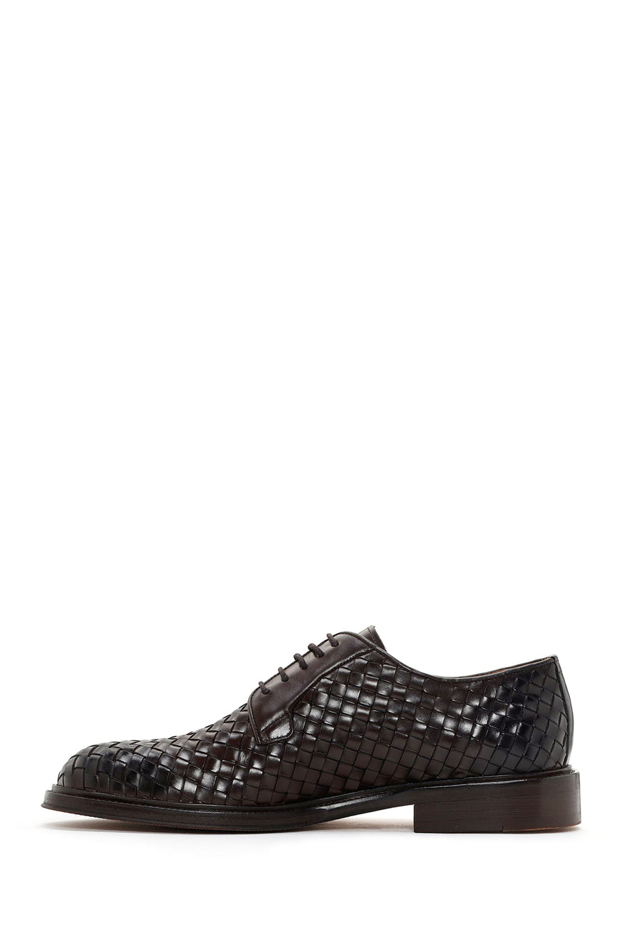 Men's Brown Lace-up Knitted Leather Classic Shoes