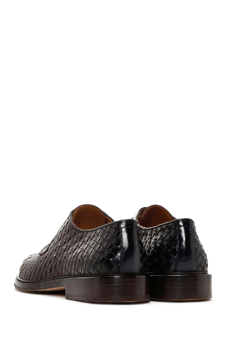 Men's Brown Lace-up Knitted Leather Classic Shoes