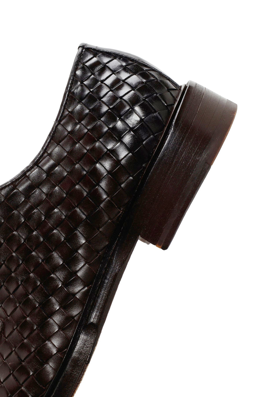 Men's Brown Lace-up Knitted Leather Classic Shoes