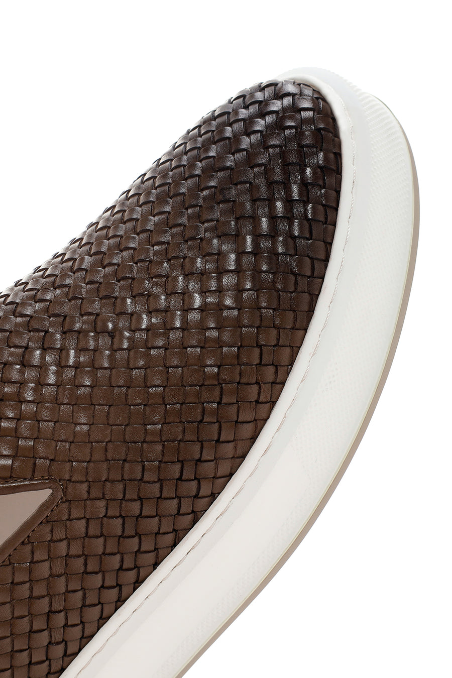 Men's Brown Thick Soled Knit Leather Casual Loafer