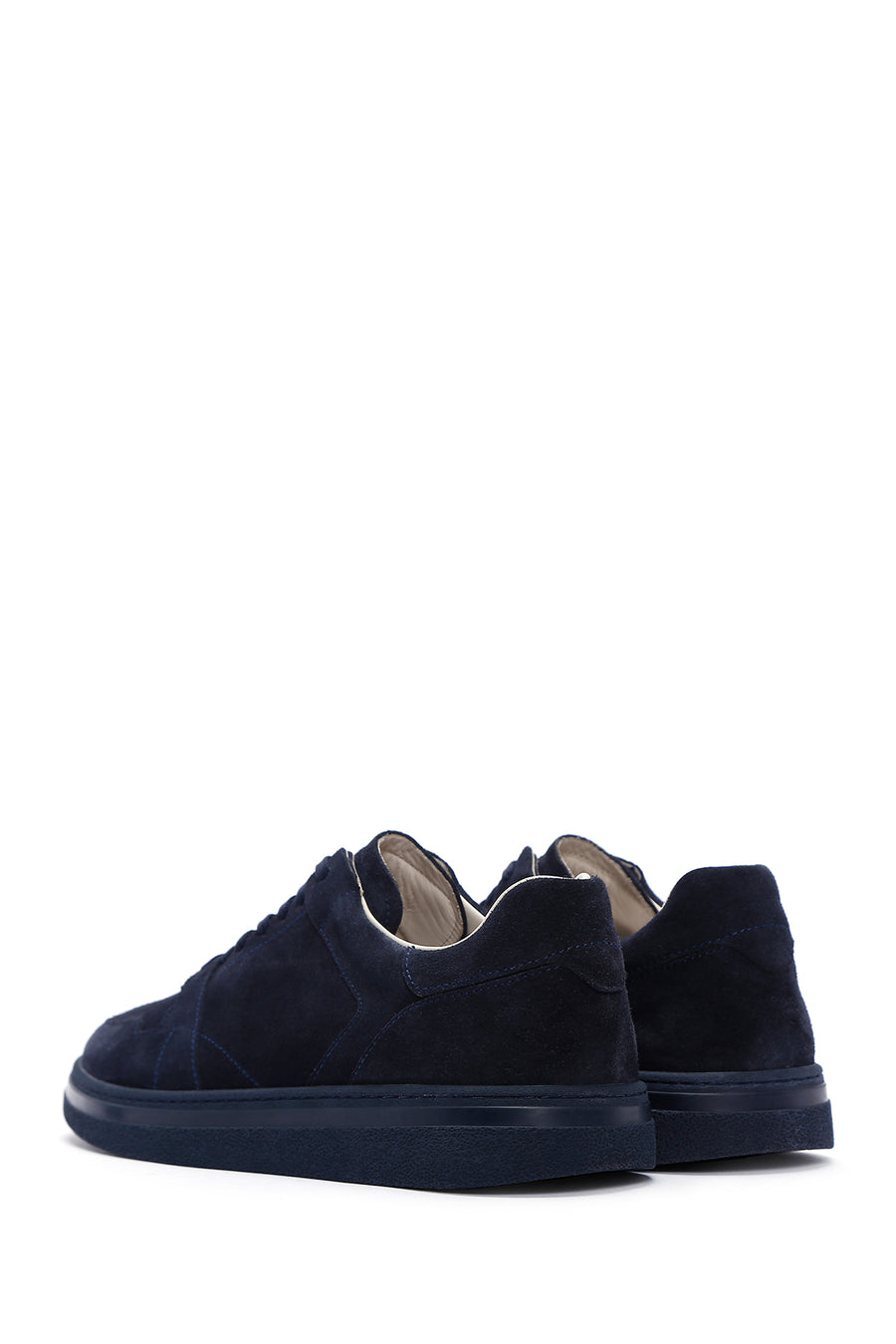 Erkek Lacivert Bağcıklı Süet Deri Sneaker
