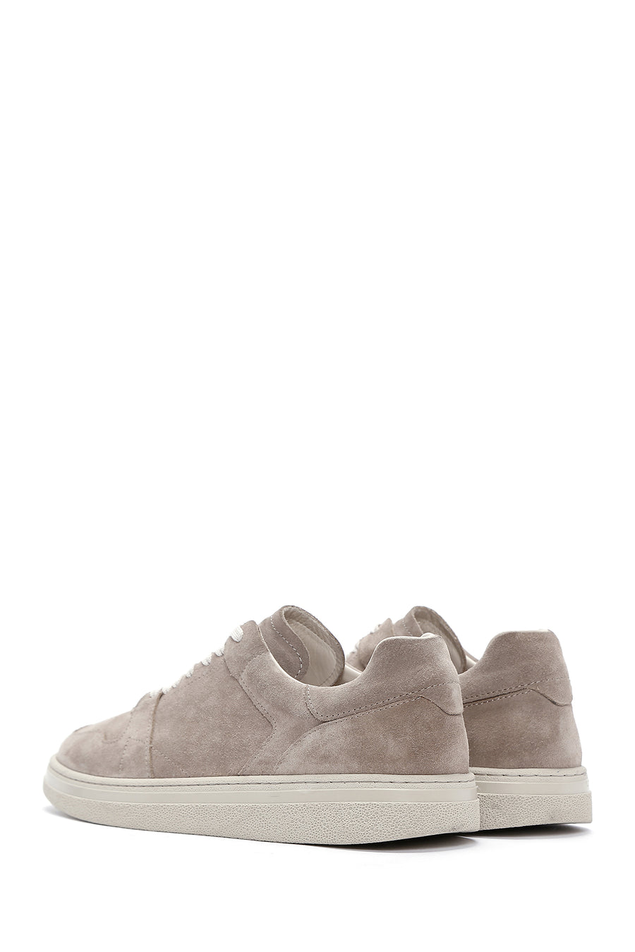 Erkek Vizon Bağcıklı Süet Deri Sneaker