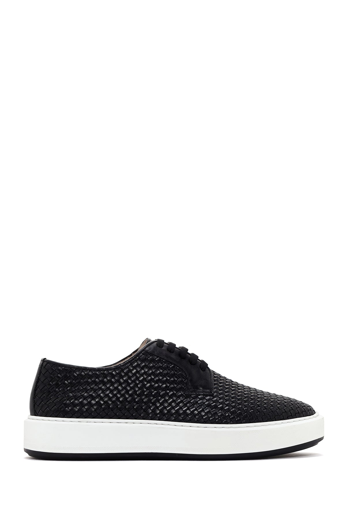 Men's Black Lace-Up Knitted Leather Casual Shoes 24SFD615629 | Derimod