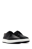 Men's Black Lace-Up Knitted Leather Casual Shoes | Derimod